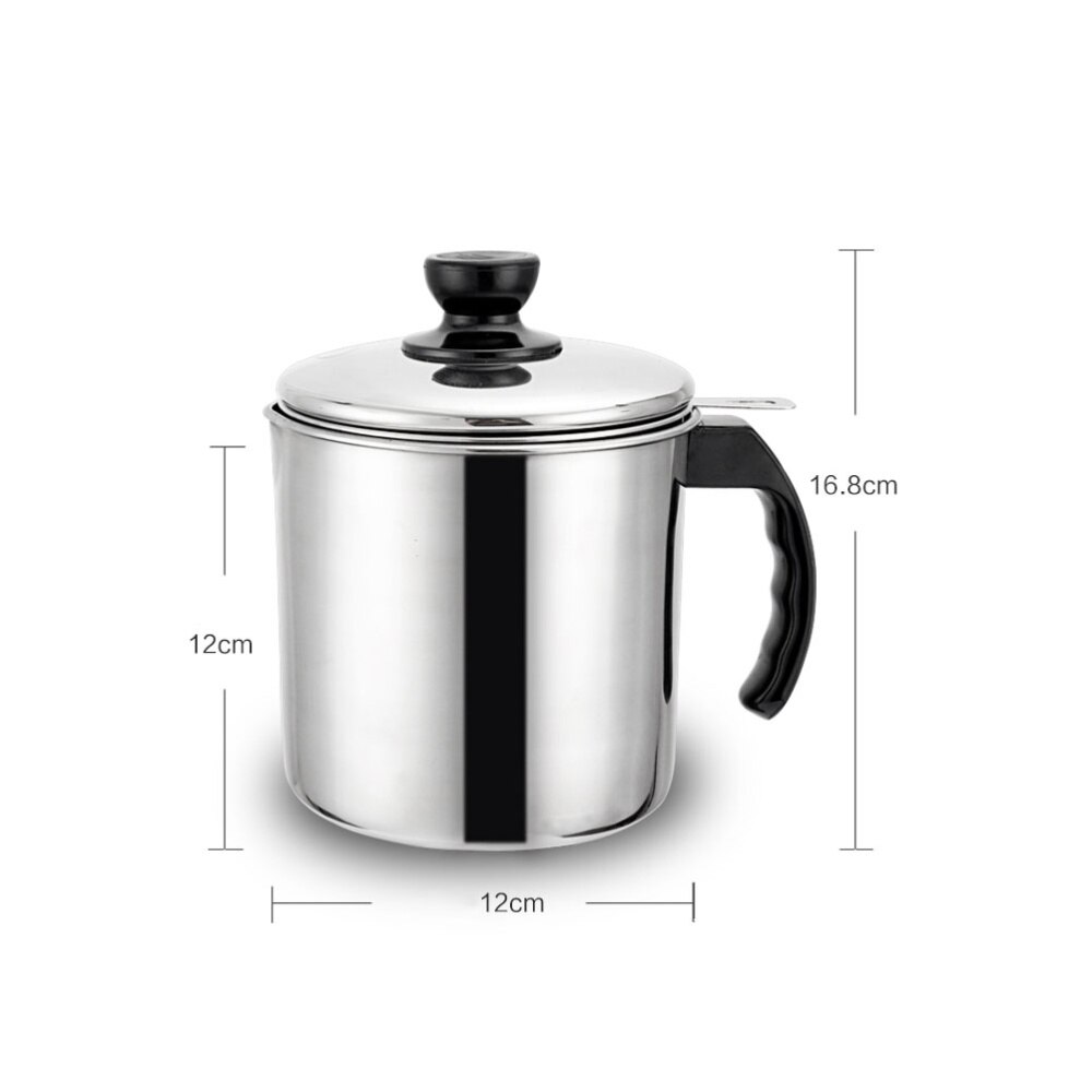 1.2L Stainless Steel Oil Strainer Pot Grease Container Oil Storage Can Grease Keeper with Strainer and Lid