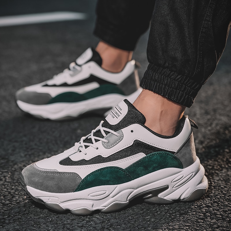 Mænd trænere løb sport gå afslappet sko jogging udendørs sneakers høj stigende bund chunky man sneakers
