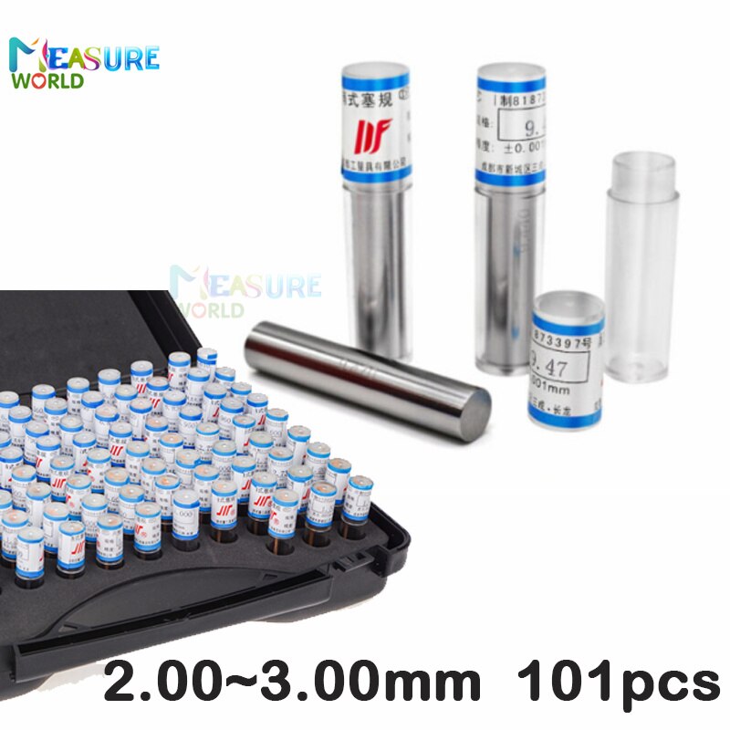 1.00 ~ 2.00Mm Precisie Stalen Pin Gauge 1.00 ~ 2.00 Stap 0.01Mm Gladde Plug Gauge Gat Gauge Set pin Meetinstrument, 101 Stks/partij: 2.00-3.00mm