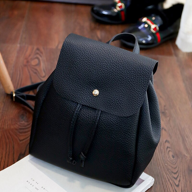 Mode Vrouwen Rugzak Vintage Pure Kleur Lederen Schooltas Rugzak Satchel Rugzak Vrouwen Schoudertas Bolsa