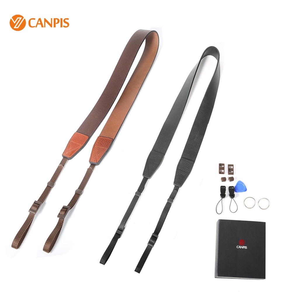 Thicker Version CANPIS Adjustable Universal Brown and Black Leather Strap with Shoulder Neck Support for DSLR Micro Camera