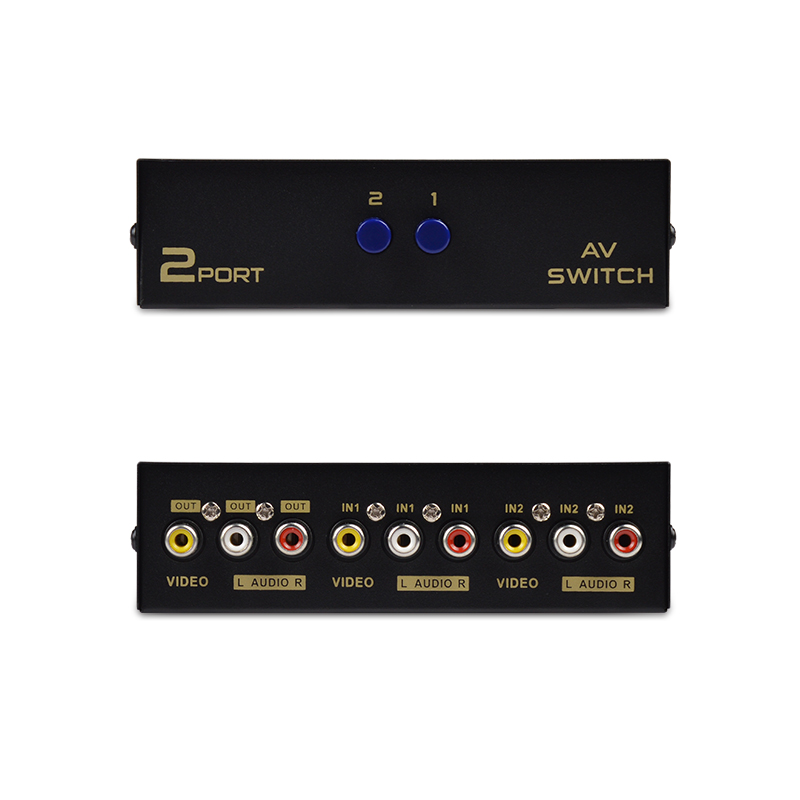 2 Port Audio Video Rca Switch Splitter Selector Av Signaal Rca Composiet Kabel Voor Tv Dvd Speler Xbox PS2 Av switcher FJ-201AV