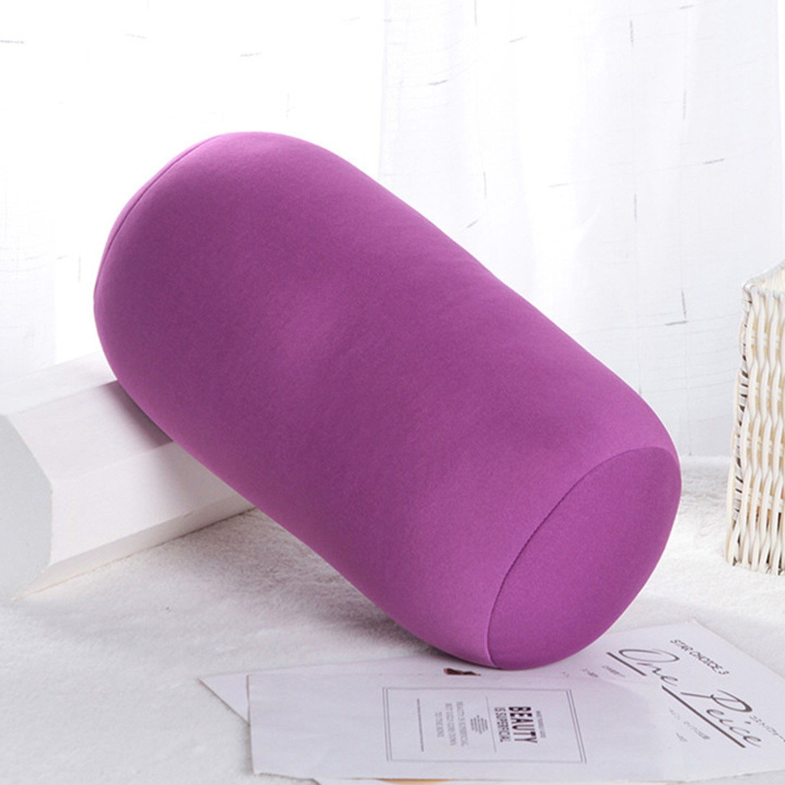 Rollo almohada asiento cabeza cuello de viaje Micro Mini Microbead cojín Color puro cilíndrico almohada cojín para siesta para oficina