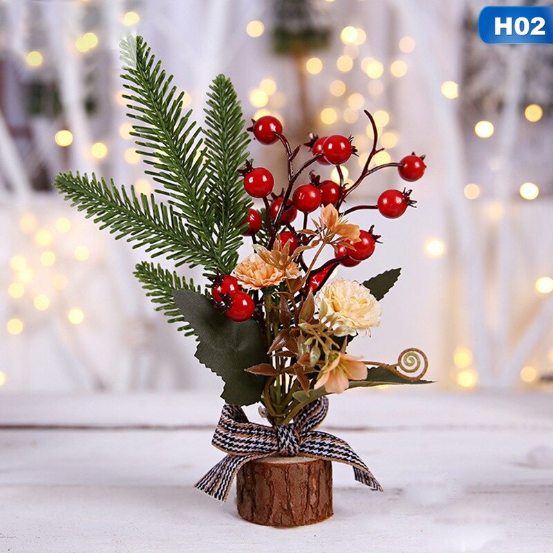 Desktop Christmas Pine Tree Small Pine Tree Mini Tree Desktop Home Decoration Ornaments Pine Branch Floral Ornaments Small Tree: 2