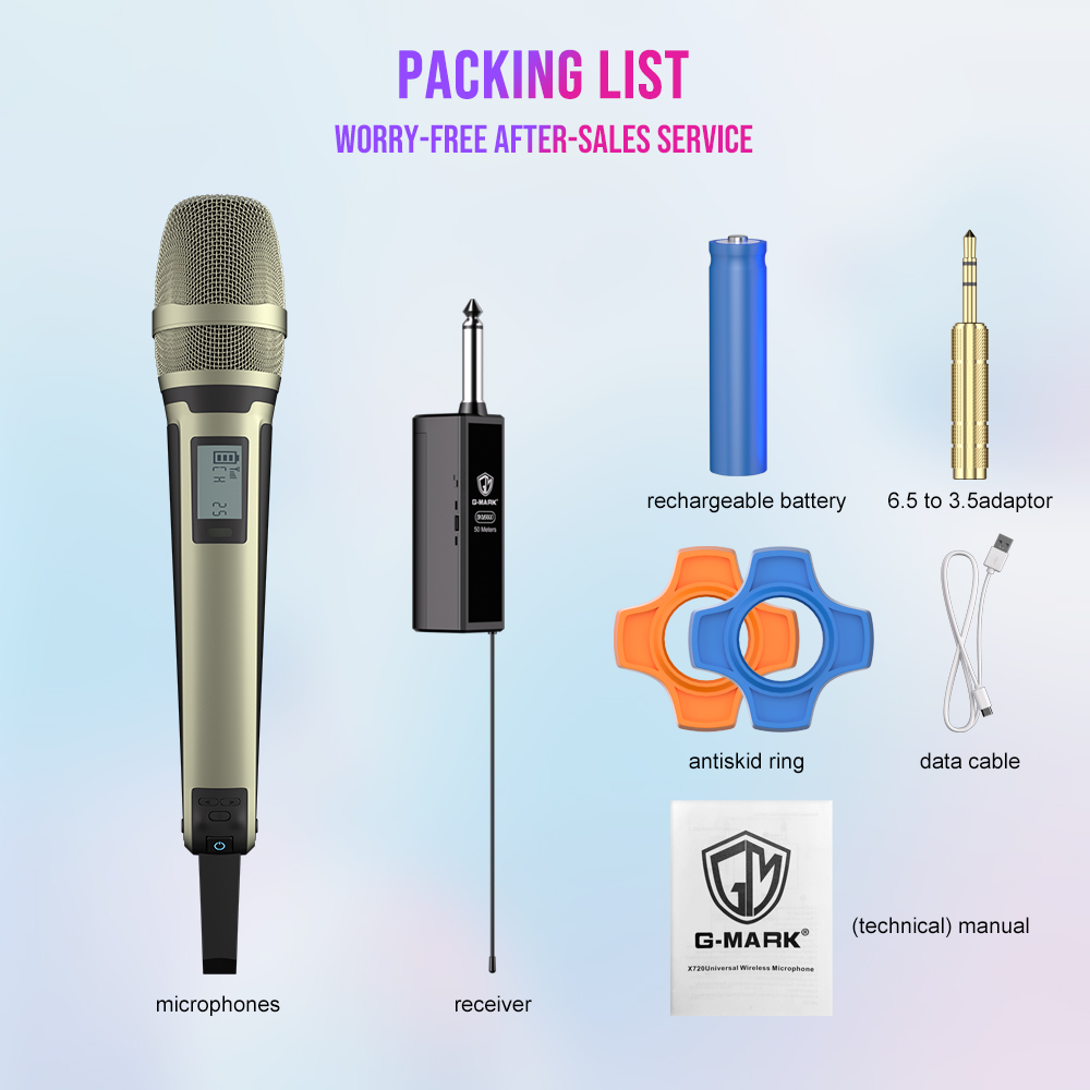 G-MARK SKM9000 Wireless Microphone UHF Frequency Adjustable Metal Sheel For Paryt Show Teaching Wedding