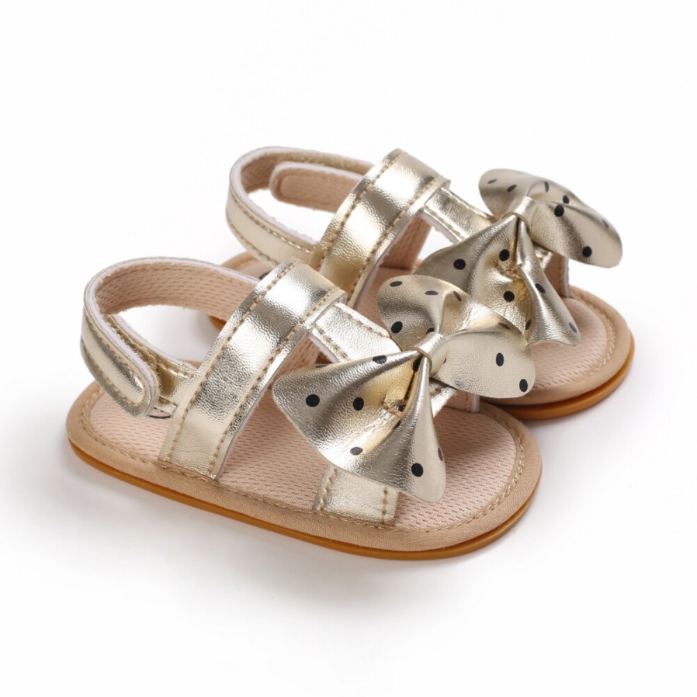 Zomer Baby Baby Meisjes T-Strap Sandalen Casual Strik Dot Strand Schoenen Anti-Slip Pu Lederen Prewalker Eerste wandelschoenen 0-18M: G / 0-6 months
