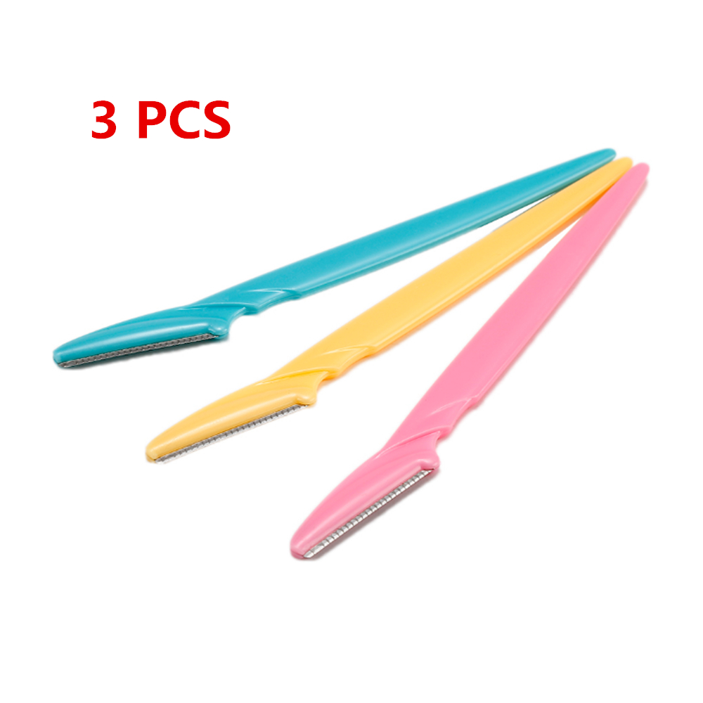 3/10pcs Eyebrow Trimmer Blade Shaver Portable Facial Face Razor Eyebrow Shaper Shaping Tool Scissors Face Hair Remover for Women: 3pcs Multi-color