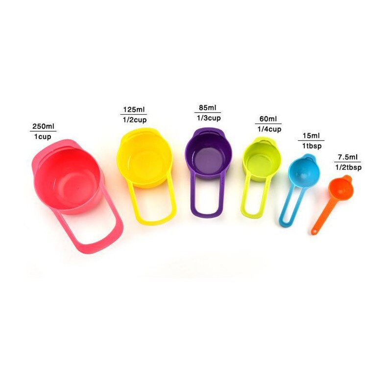 6 Stks/set Keuken Gadgets Maatbeker Regenboog Kleur Stapelbaar Combinatie Maatbeker Gereedschap Keuken Accessoires Keuken Gereedschap