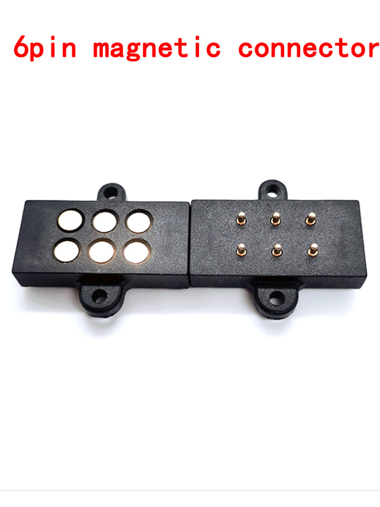 6pin magnetic connector Spring Loaded Magnetic Pogo Pin 6 Positions Magnets PCB Solder Male Female Probe With mounting holes: Default Title