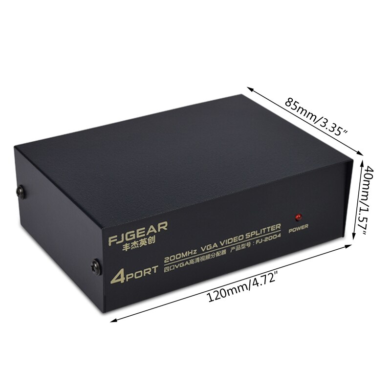 Diviseur de fréquence VGA 4 ports 200Hz séparateur vidéo haute fréquence 1600*1280 25m
