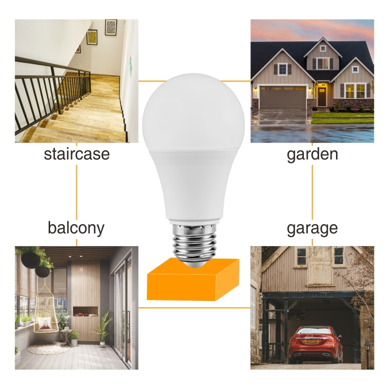 Capteur de lumière à ampoule blanche pour ampoules d'éclairage d'intérieur, capteur sonore E27 LED, LED, 7/9W, 12W, 110/220V