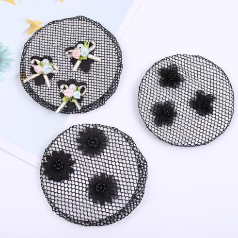 Filet à cheveux pour filles, couvre-chignon, accessoire de coiffure, de danse, de Ballet, de: 1pcsBlackFlower