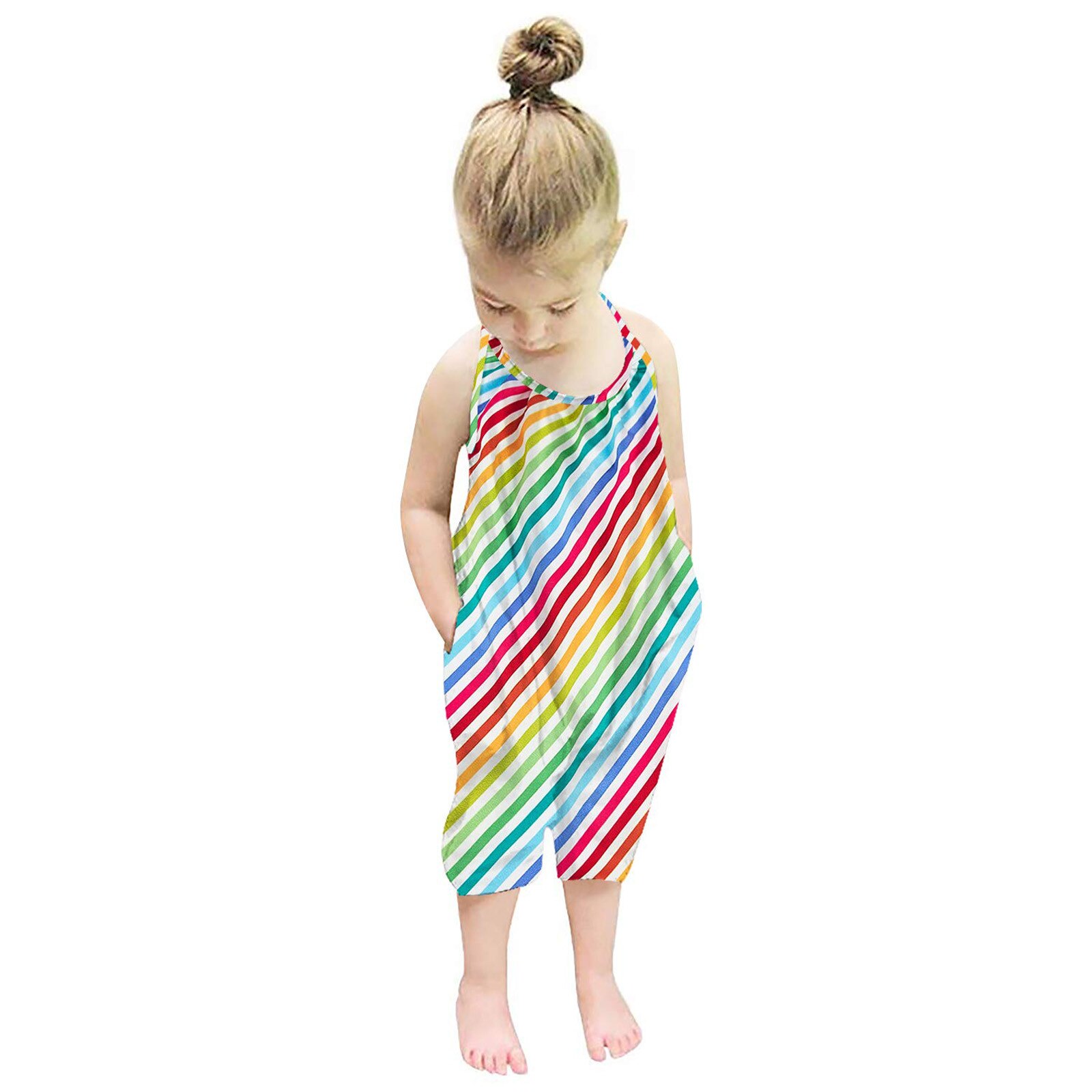 Peuter Baby Mouwloze Zomer Romper Jumpsuit Speelpakje Kids Kleding Jongens Meisjes Leuke Gedrukt Pyjama Klimmen Kleding Штаны Kind: B / 100