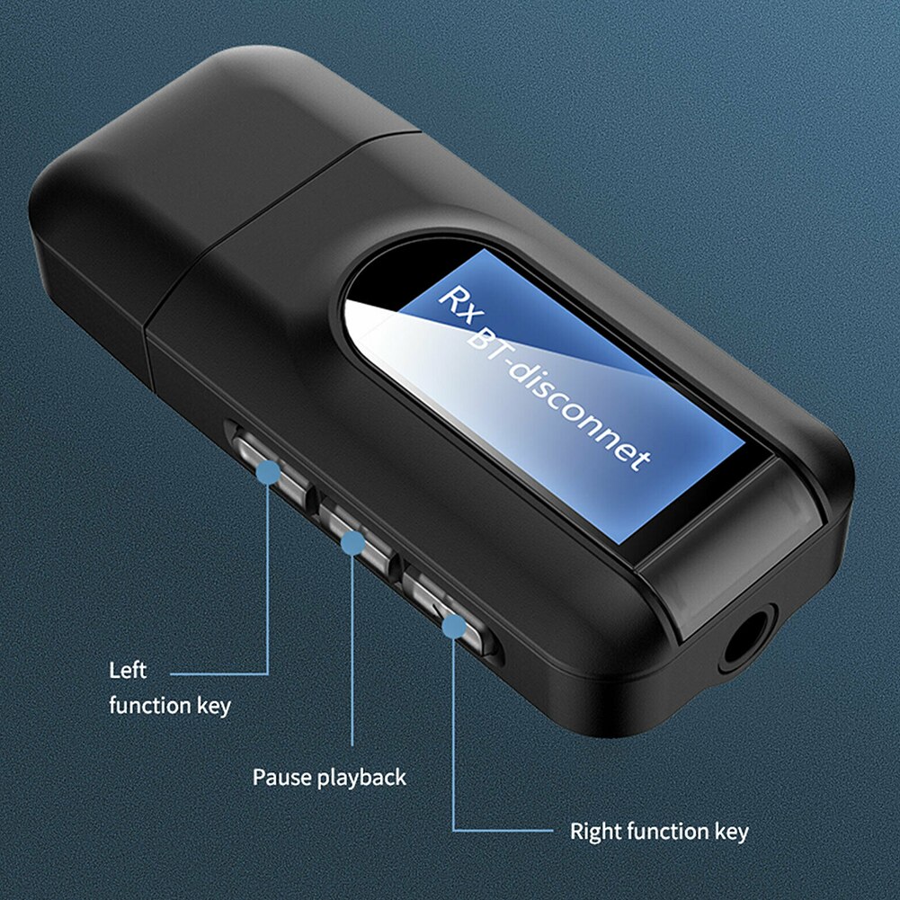 2 in 1 Bluetooth 5.0 Wireless LCD Display Audio Adapter Transmitter Receiver