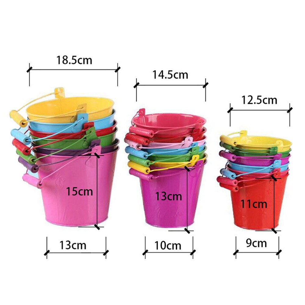 6Pcs Strand Speelgoed Ijzer Play Zand Emmer Grappig Strand Speelgoed Water Emmer Playthings Kleuterschool Emmer Speelgoed Voor Peuters Kid kinderen