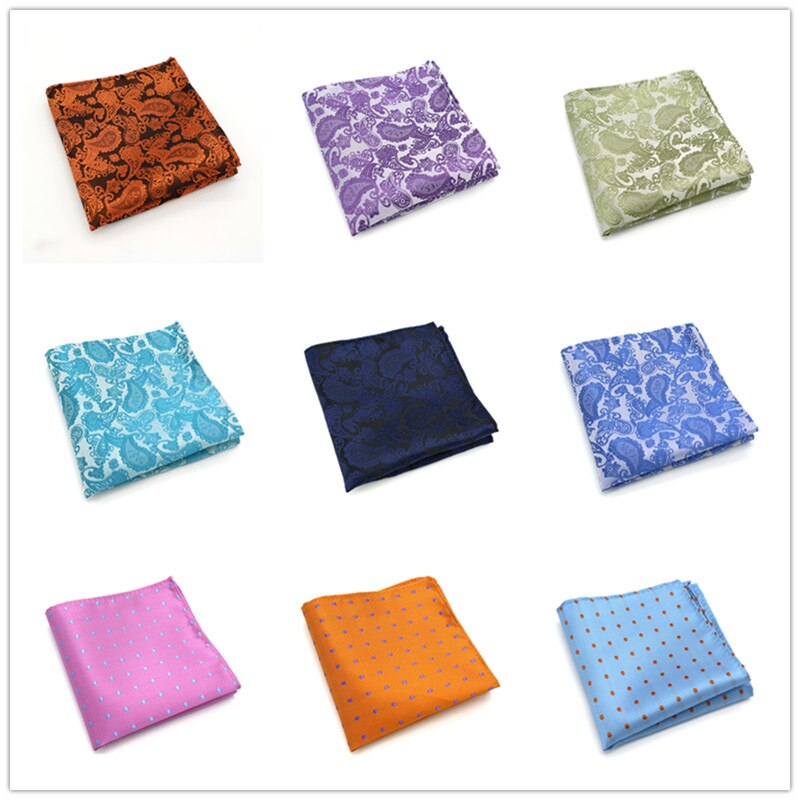 Mens 100% Silk Handkerchief Plaids Paisley Polka Dots Pocket Squares For Suits Jackets Wedding Party pick from 20 Patterns