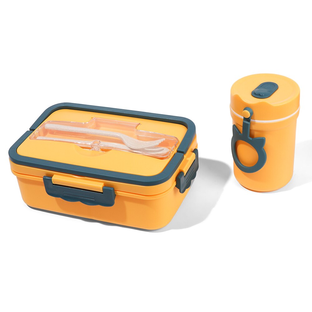 Lunch Box Children Student Food Container Wheat Straw Material Leak Proof Microwave Dinnerware Portable Bento Box With Compartme