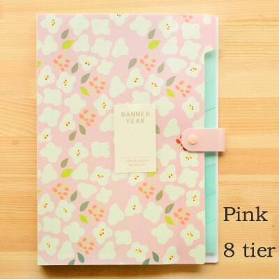 1pc Brand Waterproof Book A4 Paper File Folder Bag Accordion Style Document Rectangle Office Home School Color Random: Pink 8 tier