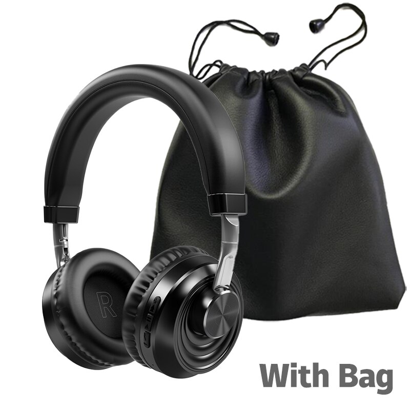 Draadloze Hoofdtelefoon Met Mic Audifonos Hifi Bluetooth 5.0 Headset Metalen Gaming Koptelefoon Sport Opvouwbare All-Inclusive Oortelefoon: Black-VJ083 With Bag