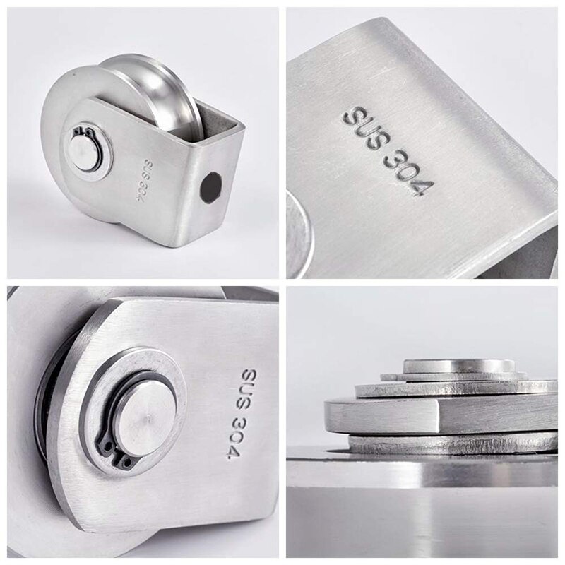 2 Inch Roller Wheel Bearings U Groove Pulley Wheels Detachable Heavy Duty Grooved Wheel for Material Handling and Moving