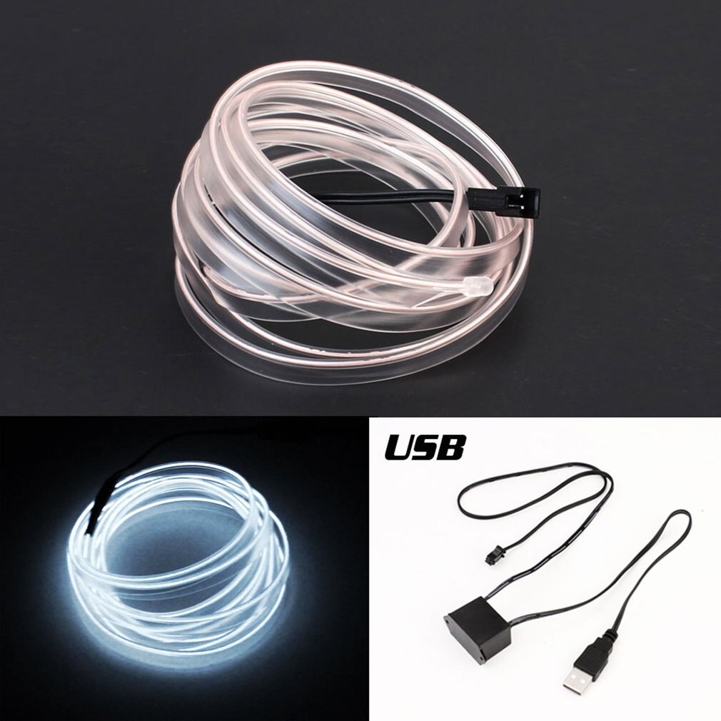 5M LED EL Light Neon Rope Car Dance Glow Light Strip + 3V/12V Controller USB Drive Car Decoration Light Car Styling Party Decor