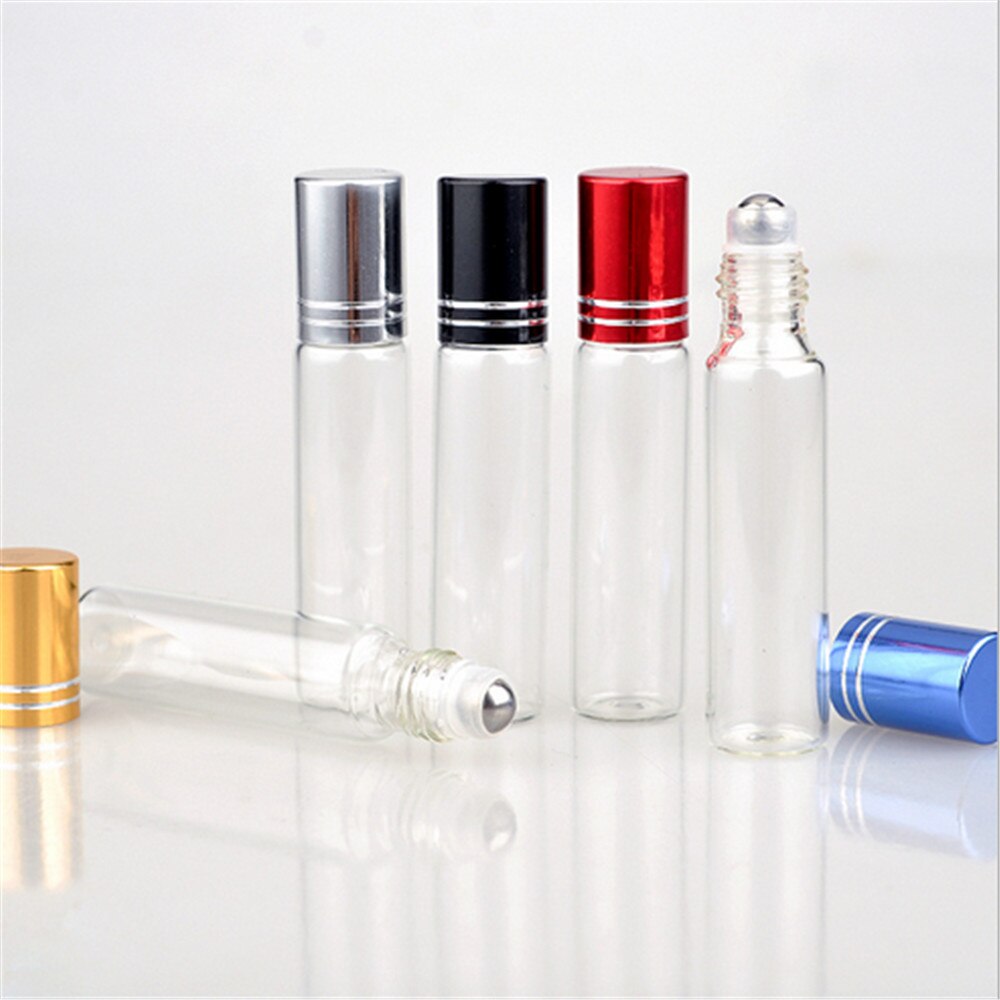 10ML Portable Essential Oil Roll-on Glass Perfume Bottle Women Lady Travel Clear Roller Refillable Bottle Containe