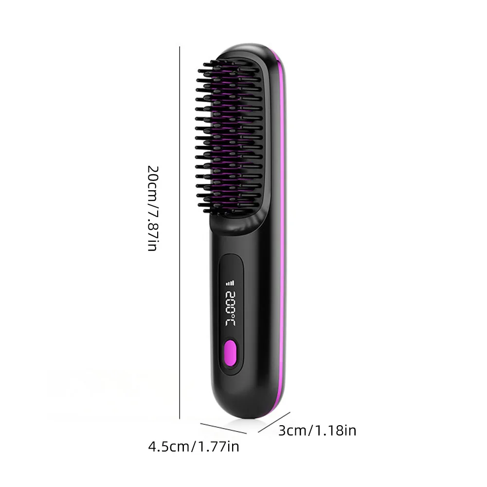 Haarglätterbürste, USB wiederaufladbar, kabellos, negative Ionen, heiße Bürste, elektrisch, flauschig, lockiges Haar, Styling, Entwirrungskamm