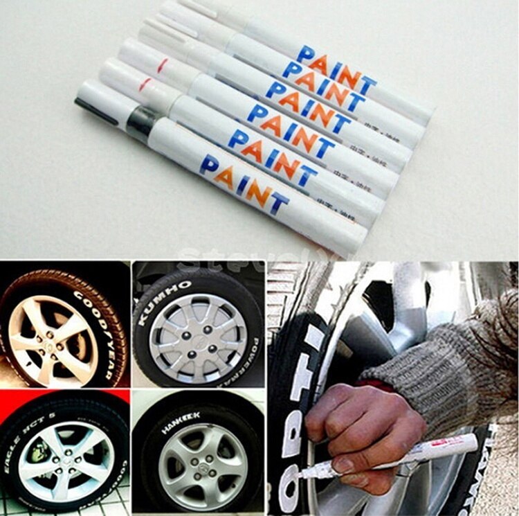 Gadget Auto Motorfiets Motor Cycle Tyre Loopvlak Marker Paint Pen X66: white