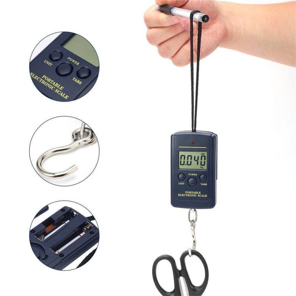 1Pc Pocket Elektronische Digitale Weegschaal 40 kg/10g Opknoping Bagage Gewicht Balance Steelyard Schalen Weighter Zwarte