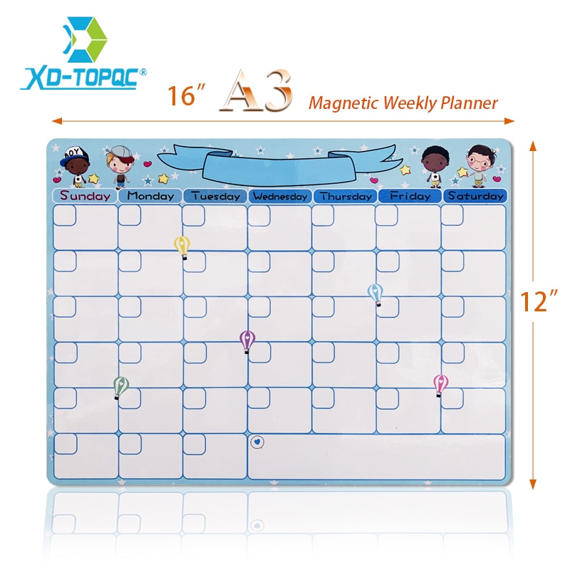 Cute A3 Magnetic Calendar Daily Schedule Whiteboard Monthly Planner Dry Wipe 30*40cm Flexible Kids Message White Board For Notes