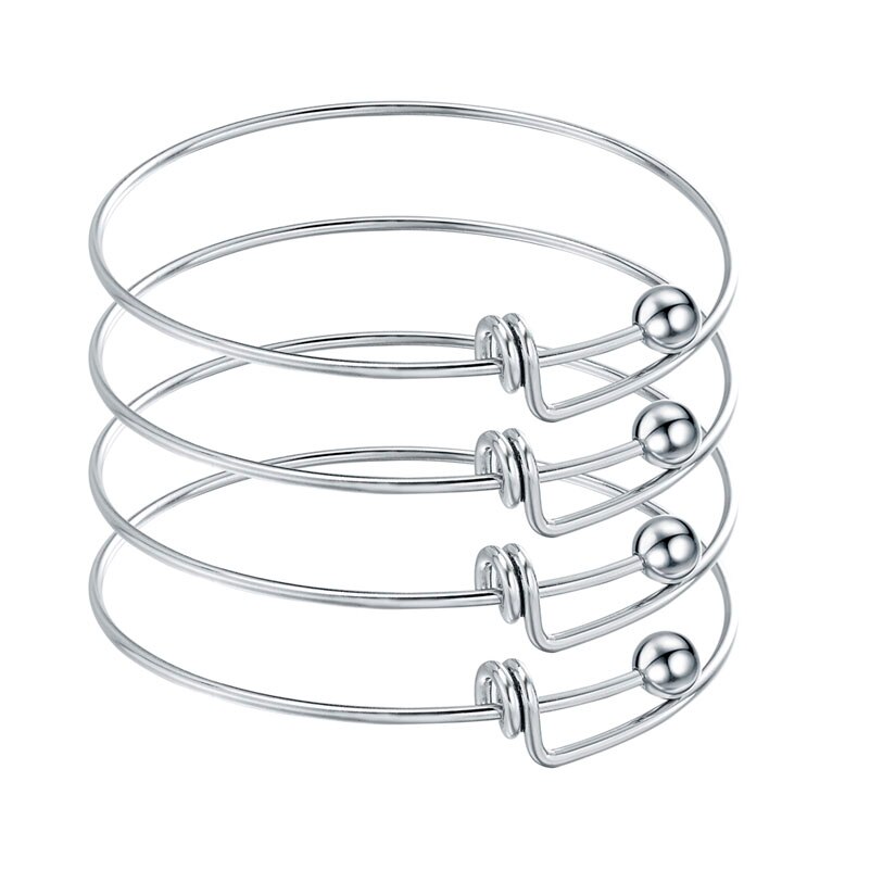 5pcs Stainless steel Blank Adjustable Expandable Wire Bracelets Bangles For DIY Charm Bangle Jewelry: 50mm