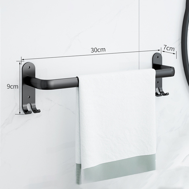 30-50cm veggmonterte håndklehengere håndklestativ baderomstilbehør håndklestang i aluminium matt svart dusjhåndkleholderkrok: Gul