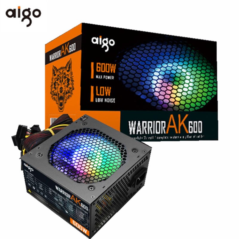 Aigo AK600 Max 600W Power Supply PSU PFC Silent Fan ATX 24pin 12V PC Computer SATA Gaming PC Power Supply For Intel AMD Computer