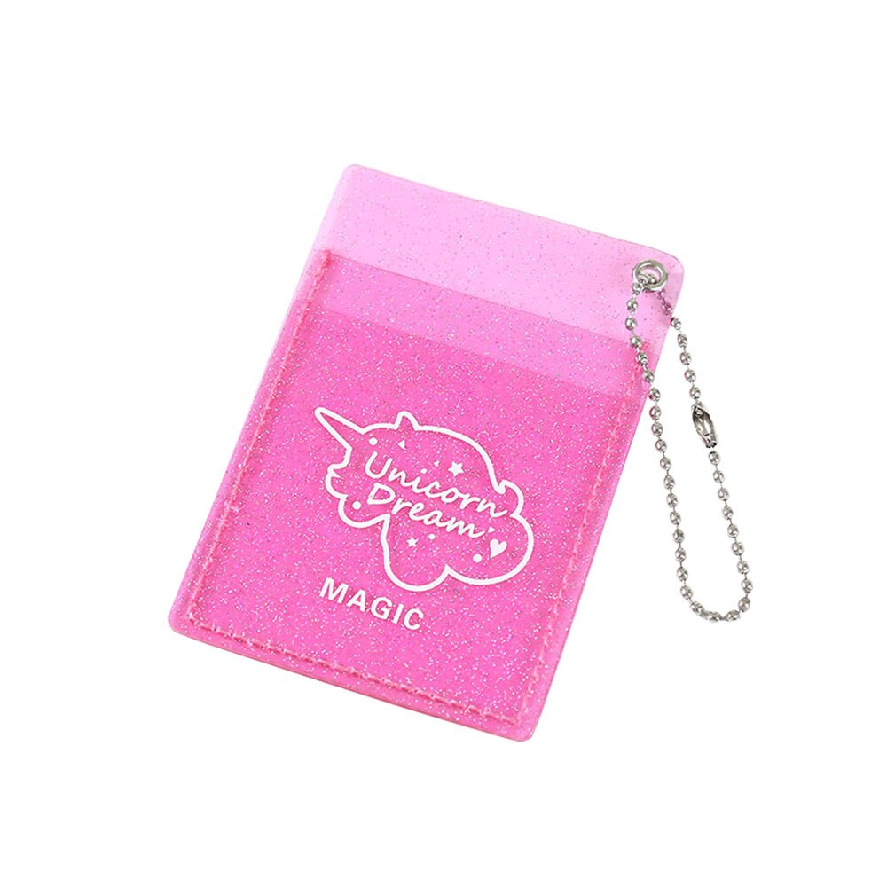 Summer Transparent Clutch Wallets PVC Folding Lanyard Short Wallet Girl Glitter ID Card Holder Business Card Case Purse: MULTI