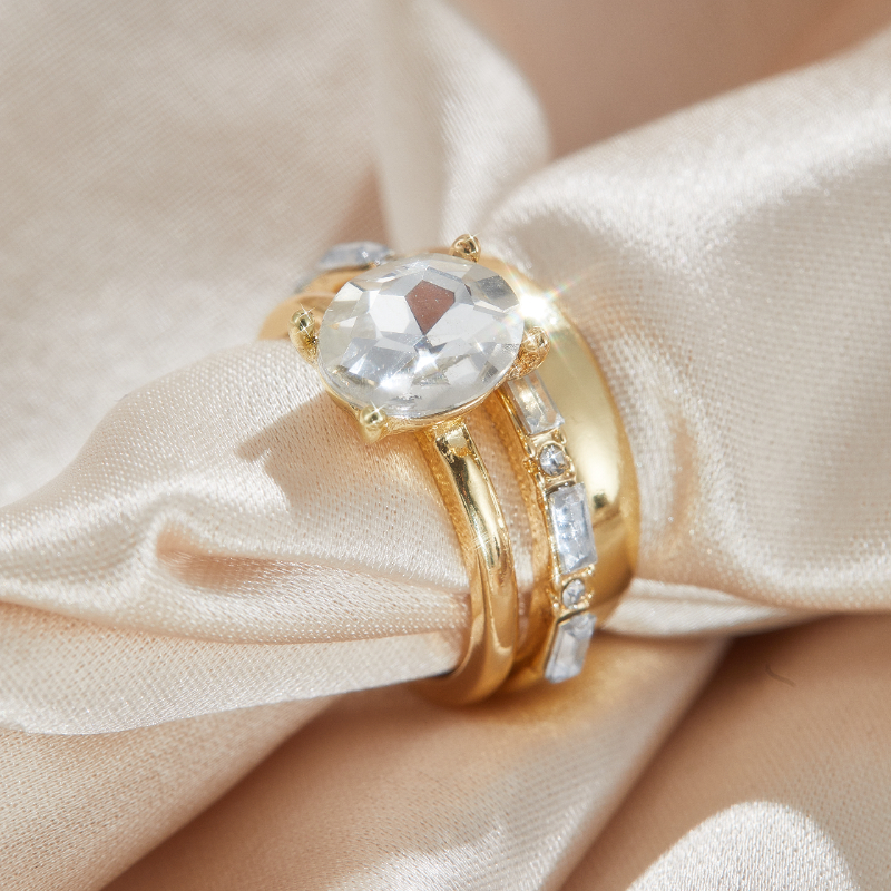 3 stk/sæt ovale cubic zircon ringe til kvinder luksuriøse aftagelige damesmykker brude vielsesring tilbehør