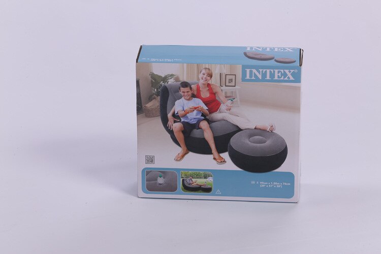 Original Intex Inflatable Flocking Single Sofa Lazy Sofa Bed Lunch Break Recliner with Footstool 68564