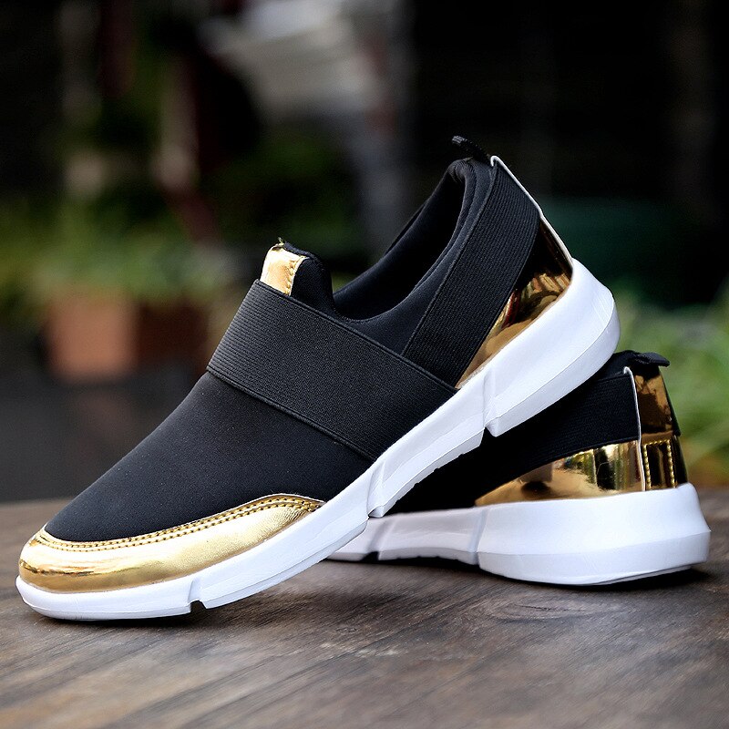 Women's Sneakers Running Shoes Mesh Breathable Casual Shoes Golden Sneaker Overshoes Flat Flat Shallow Casual Shoes Zapatilla