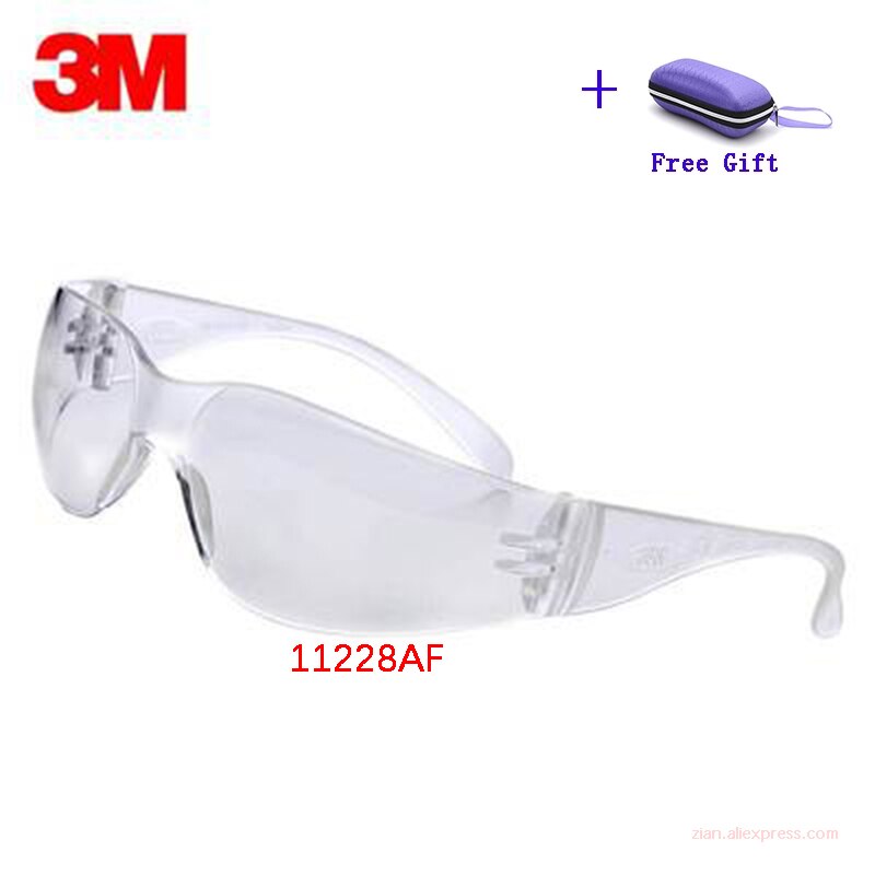 3M Originele 11228/11228AF Anti-Fog Economische Licht Bril Stofdicht 99.9UV Bescherming Hoge Snelheid Deeltje impact Veiligheidsbril