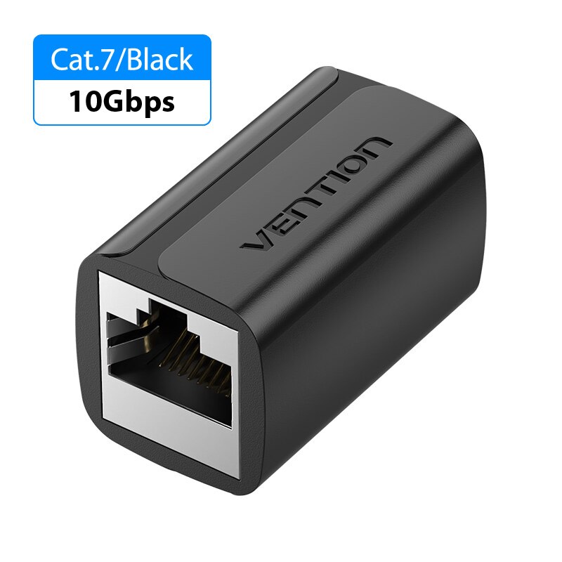 Tions Cat7 RJ45 Stecker Cat7/6/5e Ethernet Weibliche zu Weibliche 8P8C Patch Netzwerk Extender Verlängerung Adapter für ethernet Kabel: Cat7 Black