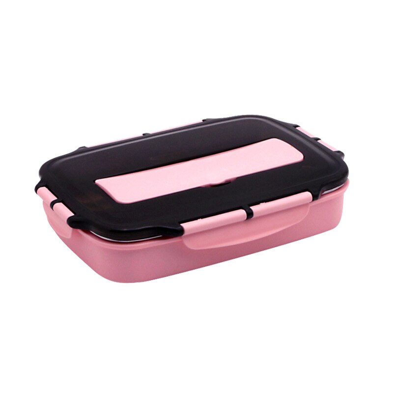 304 stainless steel divided lunch box heat preservation student fast food box bento box kindergarten anti sealed fast food: Pink