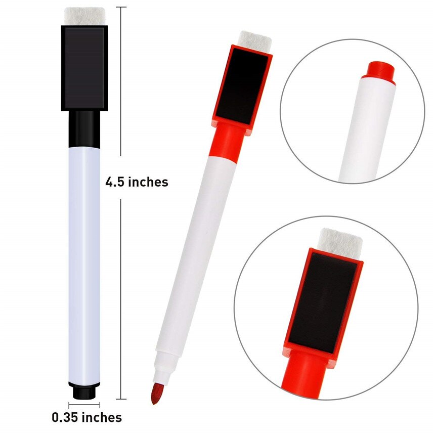 Stylo marqueur pour tableau blanc magnétique effaçable, 10 pièces, stylo fin avec gomme, brosse à dessin pour enfants