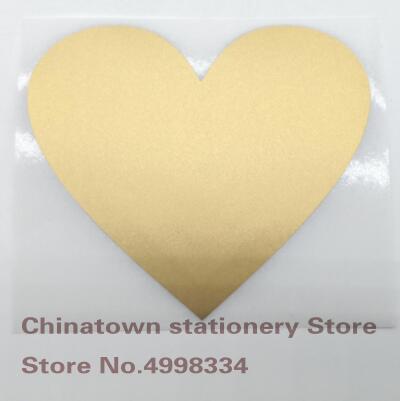 50pcs Scratch Off Stickers 70x80mm Love Heart Shape Gold Silvery Red Color Blank For Secret Code Cover Home Game Wedding Message: Gold