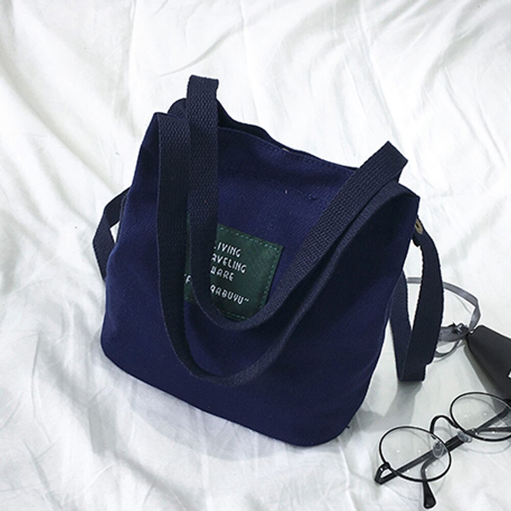 Messenger Slijtvaste Mode Student Vrouwen Handtas Houder Emmer Enkele Schouder Canvas Leuke Casual Grote Capaciteit Alle-Wedstrijd: deep blue