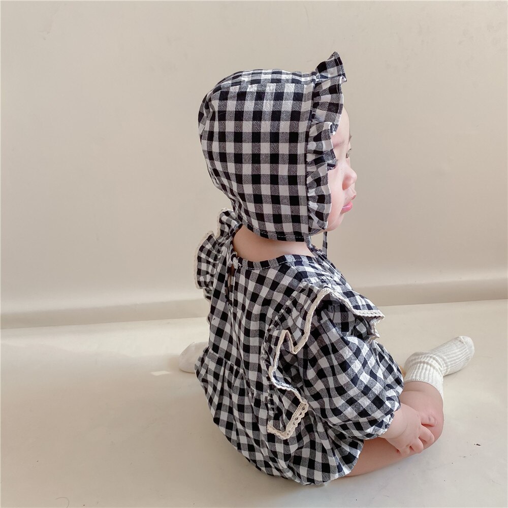 MILANCEL-body a cuadros para bebé, ropa de una pieza para niña pequeña, traje infantil con sombrero, primavera