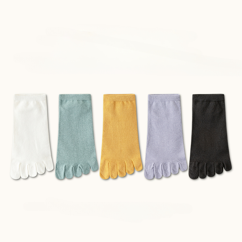 5 paires de chaussettes à orteils pour femmes, avec doigts séparés, en coton de , à cinq doigts, coupe basse, pour Yoga, sport: Bleu