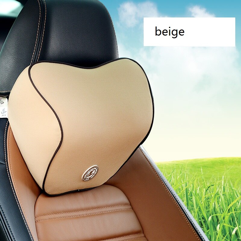 Lændestøtte bilsæde pude rygpude bil nakke pude hukommelse skum ergonomi bil puder til førerstol pude komfort: Beige nakkepude