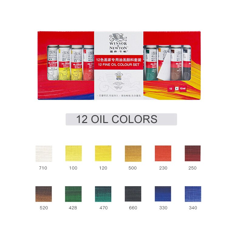 Winsor & Newton Aquarellen Acryl Olieverf Set 12/18/24/36 Kleuren 10Ml Tube Rijke Pigmenten Blijvende Voor Beginners Student: 12 Oil Colors