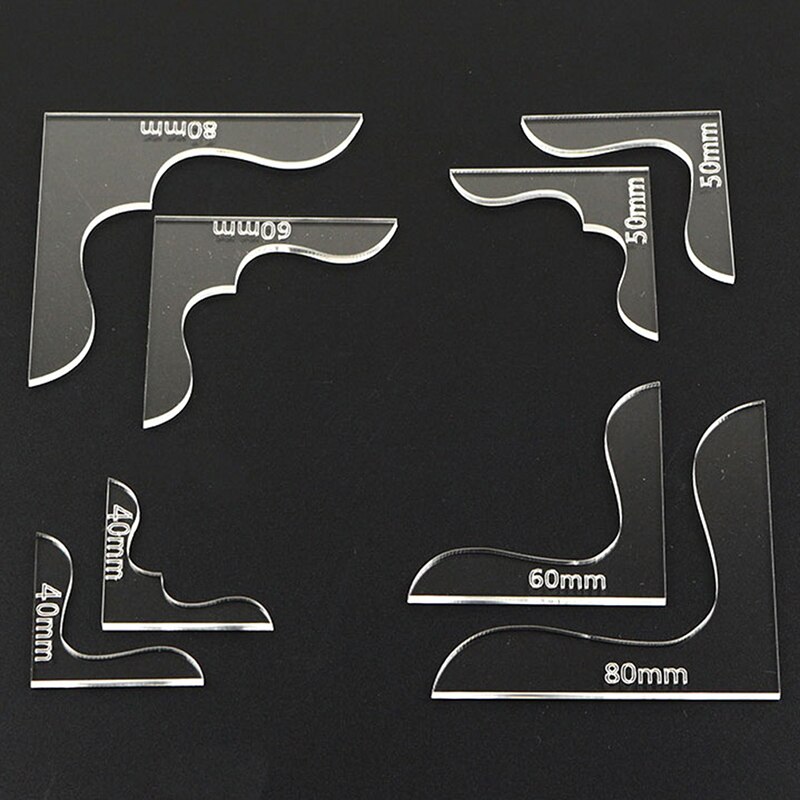8PCS Acrylic Leather Craft Wallet Corner Decoration Pattern Stencil Template