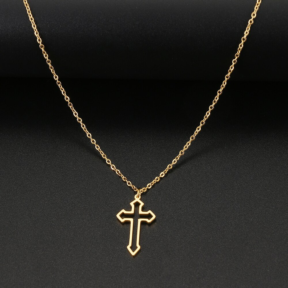 Collane in acciaio inossidabile croce vuota Goth pendente girocollo catena da uomo collana di moda per gioielli da donna regali per feste un pezzo: Gold