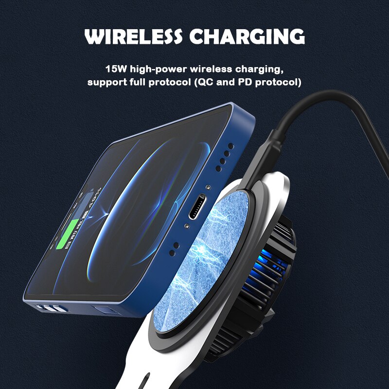 Halfgeleider Mobiele Telefoon Cooler Beugel Draagbare Magnetische 15W Draadloze Opladen Koellichaam Voor Android Iphone Telefoon Accessoires